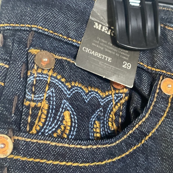 MEK Avalon Cigarette Jeans NWT Women's 29 Dark Blue Denim Embroidered Low Rise - Picture 5 of 17
